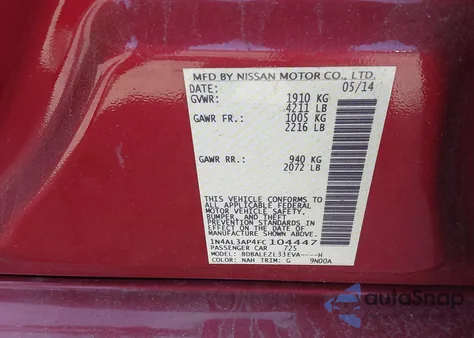 2015 Nissan Altima 2.5 S from USA, damaged, VIN 1N4AL3AP4FC104447